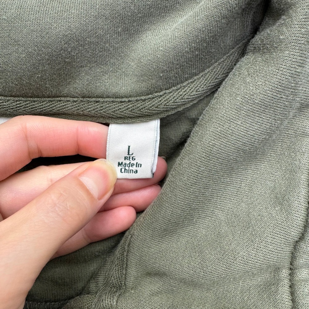 LL Bean Pullover Women Large Green Quilted Quarter Zip Sweatshirt 502745 Outdoor - Picture 5 of 12